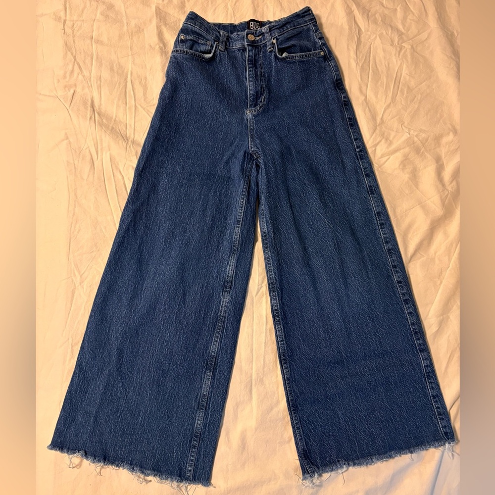 BDG Wide Leg Flare Jeans in Dark Blue Denim